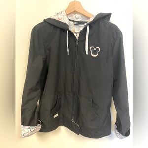 Disney Woman’s Black Lightweight Polyester Jacket Zipper Front